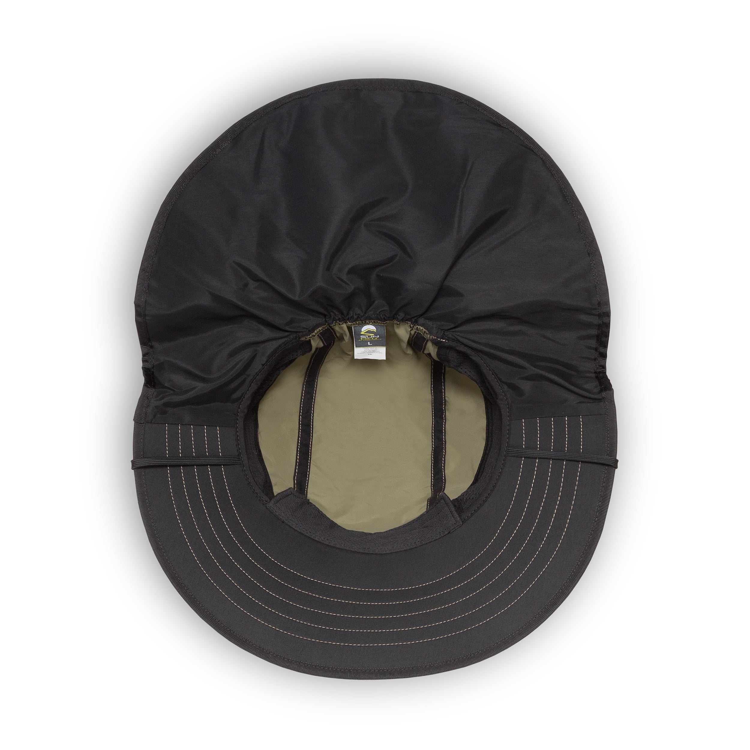 A studio photo showing a top-down view of the inside of the Adventure Hat